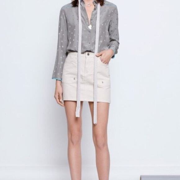 Zadig & Voltaire Khaki Jivron Cotton Mini Skirt Sz 36 - Picture 1 of 11